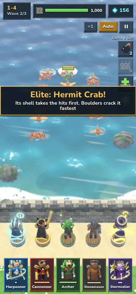A hermit crab surfaces mid-wave