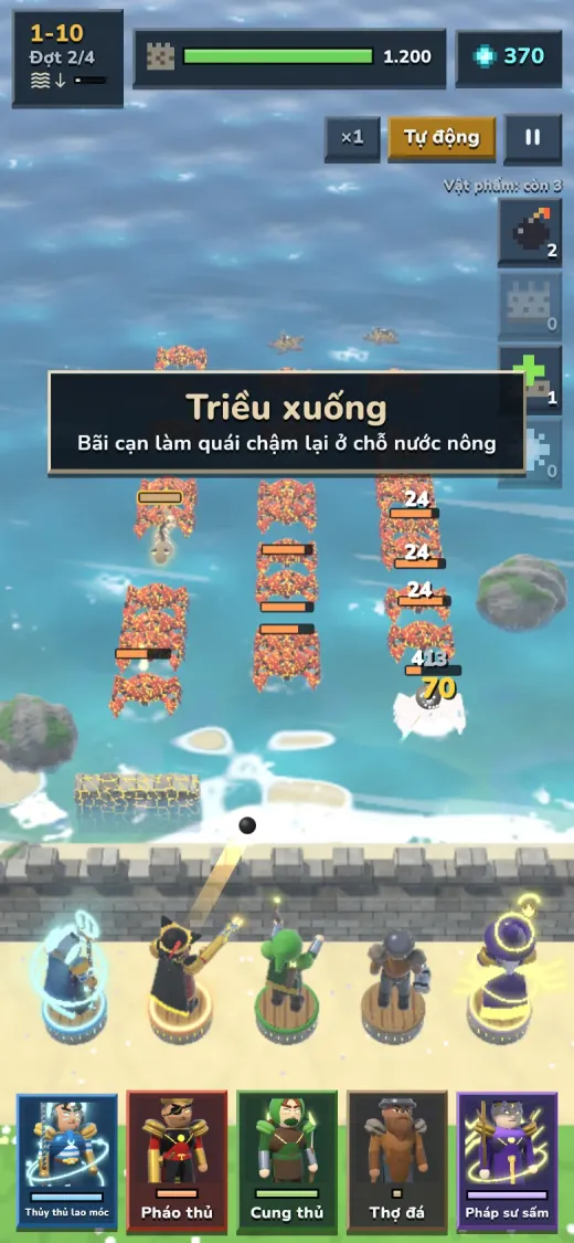 Triều xuống làm quái chậm lại