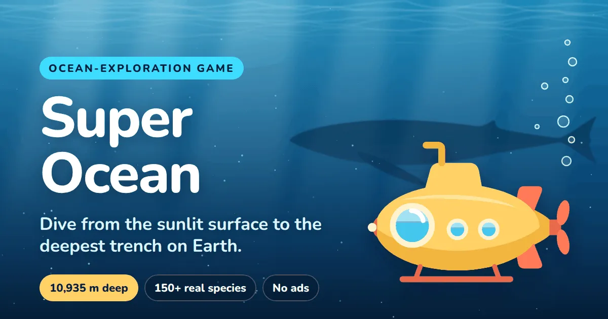 Super Ocean: chiếc tàu ngầm nghiên cứu màu vàng và một chú cá voi giữa đại dương xanh